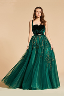 Evening Dress Elegant Spaghetti Strap Beading Zipper Up Wedding Party Formal Dress Lace Evening Dresses Robes