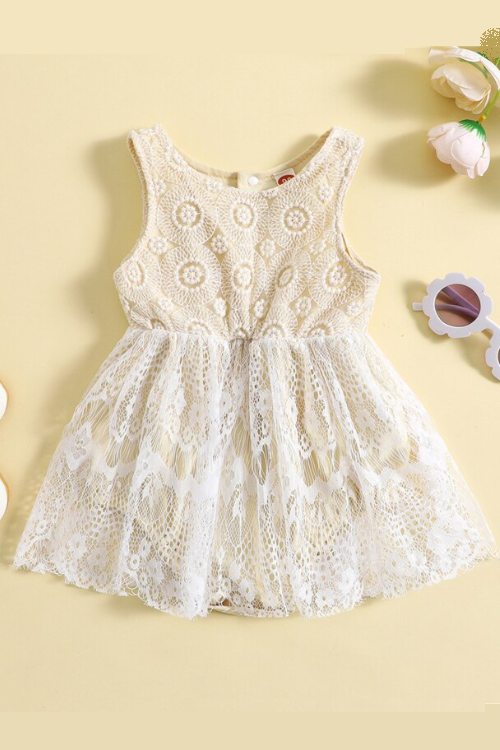 Toddler Newborn Baby Girls Summer Romper Dress Clothes Casual Floral Lace Cutout Sleeveless Jumpsuit Ruffle Playsuits