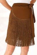 Womens Latin Dance Skirts Ballroom Dance  Performance Costume Lace-Up Fringed Hip Scarf Tassel Waltz Skirt