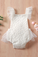 Summer Clothing Baby Girls Mesh Romper Lovely Toddler White Daisy print Ruffled Sleeve Jumpsuit Outfit