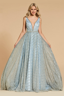 Dress long evening dress v neck court train elegant beading sleeveless wedding