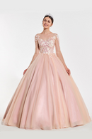 Dress Illusion Appliques Ball Gown Dress Scoop Neck Long Sleeves Button Designer Christmas Dresses