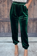 Autumn Velvet Pants Women Velour Trousers Ladies Casual Green Loose Elastic Pants For Women