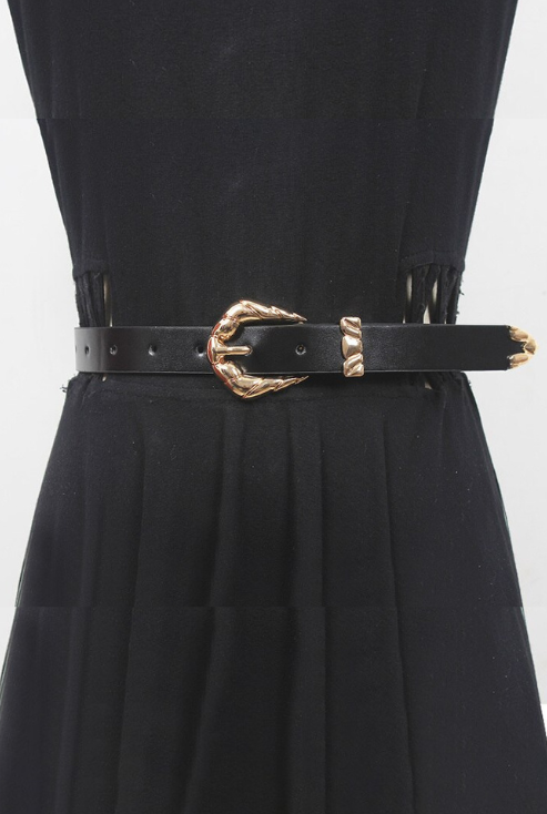 Leather Metal Buckle Long Wide Belt Personality Women Tide All-match Spring Autumn