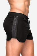 Summer Breathable Quick Drying Elastic Mesh Shorts European and American Fitness Training Sprint Six Shorts Men
