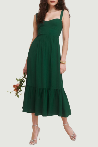 Dresses For Women Sleeveless Sweetheart Neck Solid Vintage Summer Midi Dress Elegant Strap Sexy Evening Party Dress