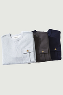 Round Neck Pullover Sweatershirt With Thick Looped Bottom Pocket Men Basic Essentials Hoodie Men Clothing