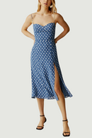 Summer Clothes For Women Dresses Vintage Style Elegant Polka Dot Dress Spaghetti Strap Self Tie Side Slit Midi Dress Sundress