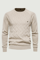 Men Autumn and Winter Pullover Solid Diamond Plaid Knitted Sweater Men Casual Sweater