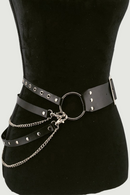 Goth Punk Corset Belt Adjustable Women Waist Metal Chain Skirt Leather Belts Harness Nightclub Hiphop Rock Sexy Dress Waistband