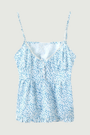 Floral Camis Summer Ladies Vintage Blue Tops Cute Women Soft Cotton Top Chic