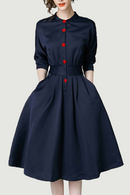 Spring Autumn Vintage Dresses Women Slim 3/4 Sleeve A Line Office Wear Dress Elegant Work Business Dresses