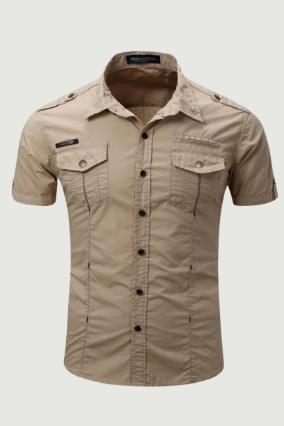 Summer Men Tactical Short Sleeve Shirt Outdoor Military Sports Cotton Shirt Men Casual Lapel Button Stitching Top