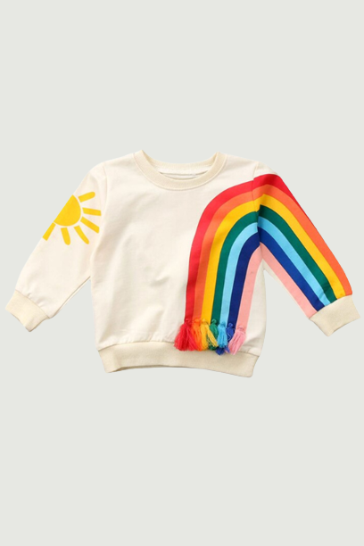 Autumn Winter Baby Boys Girls Kids Rainbow T-Shirt Clothes Cotton Cute Sweatshirt Casual Long Sleeve Hoodie Clothes