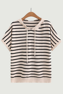 Women T-Shirt Summer Short Sleeve Ice Silk Knitting Hooded Tops Loose Tees Oversized Curve Clothes