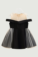 Summer Children Off Shoulder Short Sleeve Lace Patchwork Dress For Little Kids Baby Girls