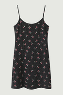 Women Black Cherry Sling Mini Dress Spring Ladies Casual Sleeveless Female Dress