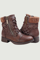 Winter Lether Martin Boots Women Round Head Plus Locomotive Boots Ladies Plush Outdoor Hiking Boots for Women Warm