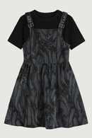 Women's Dresses Two-Piece Set Gothic Short Sleeve T-Shirts Tops Female Elegant Vintage Chic Suspender Dress Summer