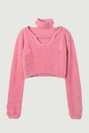 Hollow Out Long Sleeve Pink Crop Top Female Clothing Casual Pullover Sexy Sweater Women Corset Clothes Aesthetic