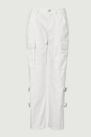 High Waist White Big Pockets Wide Leg Casual Pants Loose Fit Trousers Women Tide Spring Autumn