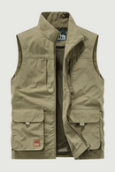 Spring and Autumn Men Casual Vest Solid Loose Multi-pocket Vest Outdoor Mountaineering Tactical Sports Top Men Clothing