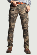 Men Spring Military Style Camouflage Cargo Pants Multi-pocket Male Slim Fit Casual Straight Trousers Outdoor Safari Pant