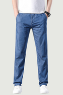 Summer Men Thin Straight Pants Solid Simple Basics Mid Waist Loose Casual Soft Comfortable Trouser Clothes