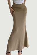 Basic Long Skirt Women Trumpet Vintage Elegant Bodycon Skirts High Waisted Casual Clothing