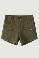 Women Beige High Waist Multi Pocket Tassel Short Denim Pants Summer Ladies Casual Female Knitted Shorts