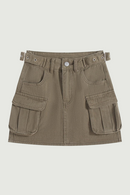 Women Cargo Short Denim Skirt Summer High Waist A-line Skirts Girls Mini Jean Skirt Clothes