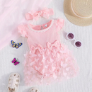 Baby Girl Romper Flower Lace Princess Pagenat Party Birthday Jumpsuit Headband Infantil Toddler Overalls Tops