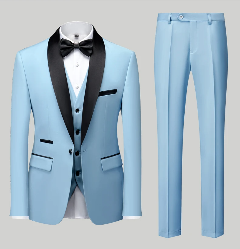 Men Casual Business Suit Boutique Blazer Vest Pants Groom Wedding Dress Party Suit