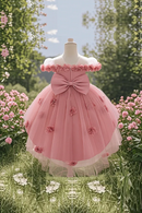 Little girl flower bow decoration party dress cute suitable for one-year birthday ceremony Flower girl flower
