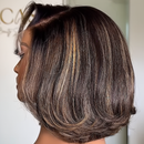 Highlight Double Drawn Straight Bob Wigs 13x6 HD Glueless Lace Frontal Wigs Preplucked Human Hair Closure Wig