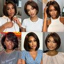 Cut Bob Human Hair Wigs With Bang Straight Human Hair Wigs 4 Inches Bob Wig