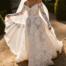 Elegant Lace Wedding Dress Exquisite Off Shoulder Luxury Sleeve