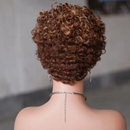 6inch Short Curly Wigs With Bangs Highlight  Women Human Hair Pixie Cut Bouncy Curly Human Hair Wigs