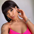 Short Straight Bob Wig With Bangs Human Hair Bob Wigs for Women Non Lace Glueless Bob Wig