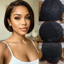 Cut Bob Human Hair Wigs With Bang Straight Human Hair Wigs 4 Inches Bob Wig
