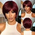 Bob Human Hair Wigs With Bang Made Wigs Straight Human Hair Wigs 4 Inches