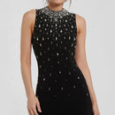 Evening Dresses for Lady Silver Stones Mermaid Prom Gown Black Party Dresses