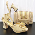 Elegant Lilac Design Party Wedding Peep Toe Lady High Heels and Bag Set Decorated With Rhinestone