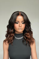 Wavy Omre Brown 5.5x4.5 Silk Base Lace Cloure Wig Human Hair Preplucked No Knots Medium Length for Women