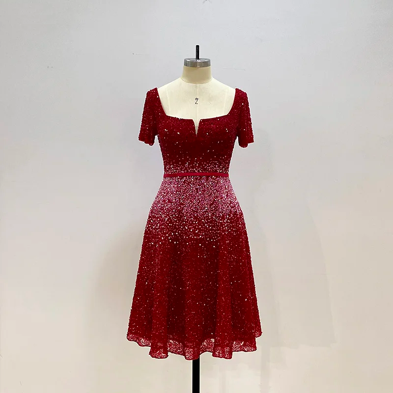 Bespoke Occasion Beading Prom Dresses for Christmas Party Dresses Knee Length Dresses