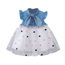 Cute Girls Dress Infant Baby Girls Kids Dresses Princess Dress Gauze Star Denim Outfits Clothing Summer Kids Girls Clothes