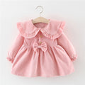 Spring Baby Girl Dress Long Sleeve Solid Color Princess Girl Wedding Party Dress Dress 1st Birthday Dress For Baby Girl