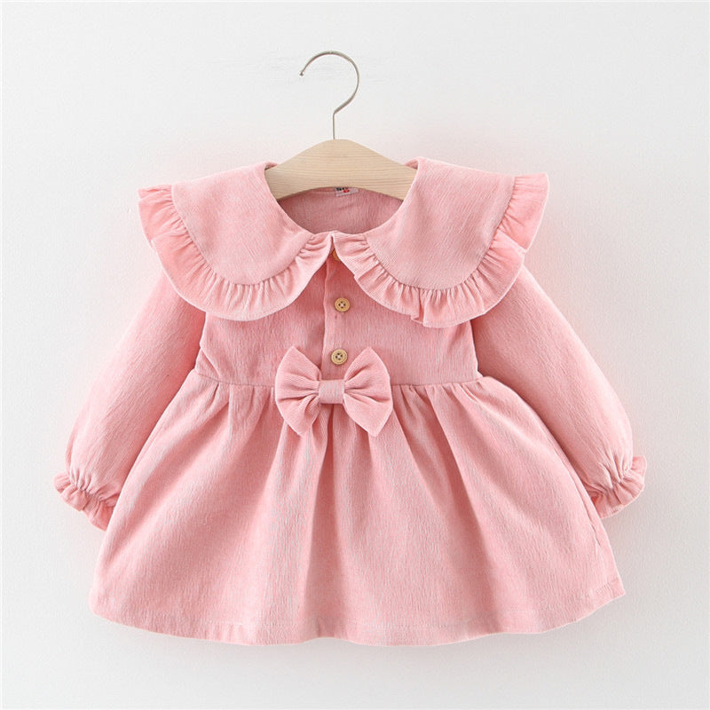 Spring Baby Girl Dress Long Sleeve Solid Color Princess Girl Wedding Party Dress Dress 1st Birthday Dress For Baby Girl