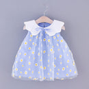 Baby Girls Dress Summer Sailor Collar Sleeveless Embroidery Cute Dress Daisy Tulle Princess Dress