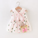 Kawaii Toddler Infant Baby Girls Navy Collar Summer Dress Sleeveless Strawberry Dotted Baby Dress Casual Daily Princess Dress